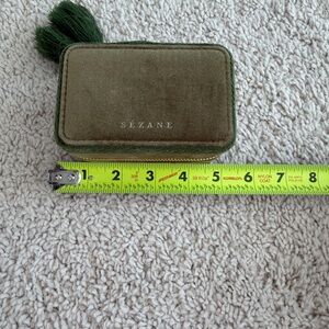 Sezane Green Velvet Key & Card Holder